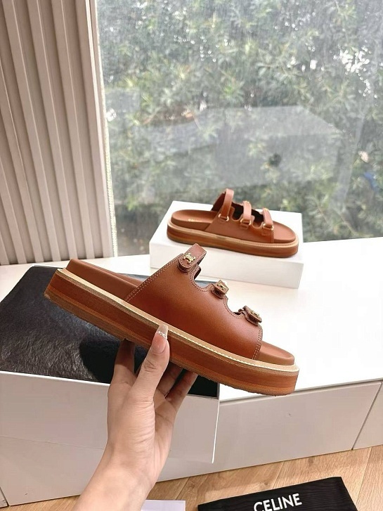 Женские шлёпанцы Celine Premium - Brown