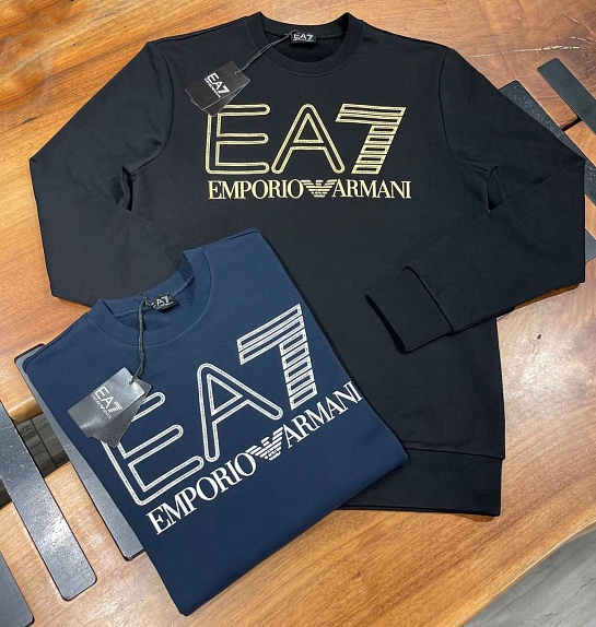 Мужской чёрный свитшот Emporio Armani logo-print