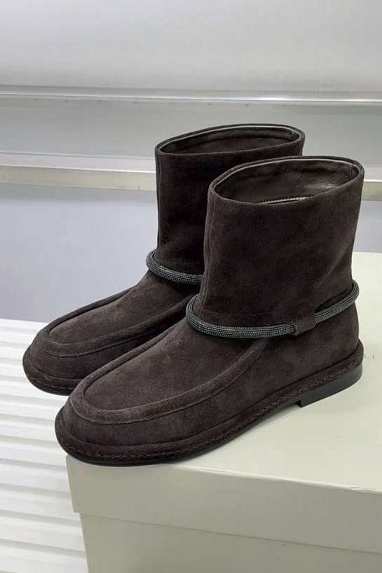 Женские замшевые сапоги Brunello Cucinelli premium - Brown