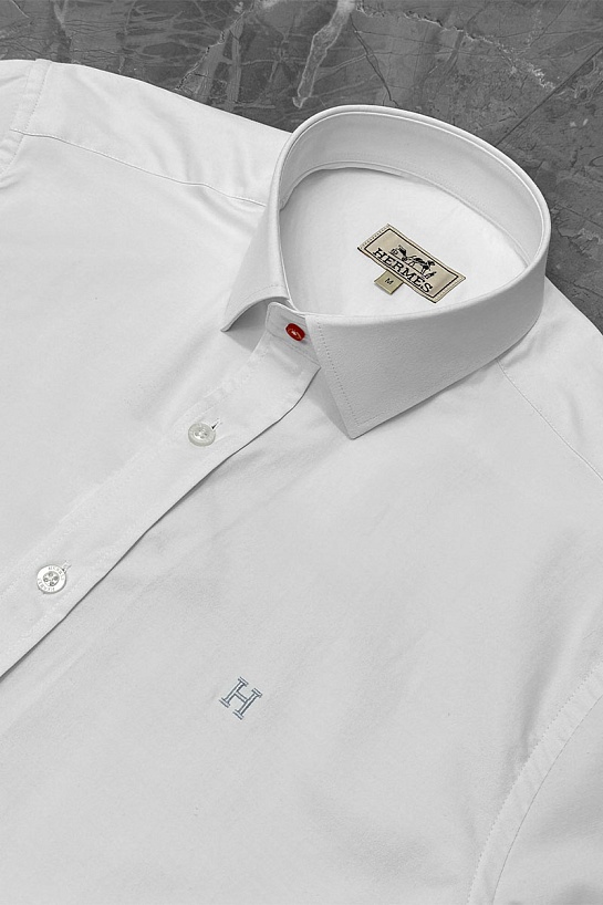 Мужская белая рубашка Hermes H embroidered