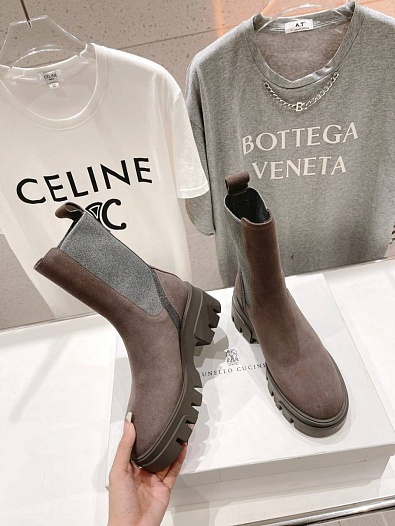 Женские замшевые ботинки Brunello Cucinelli Premium - Brown   