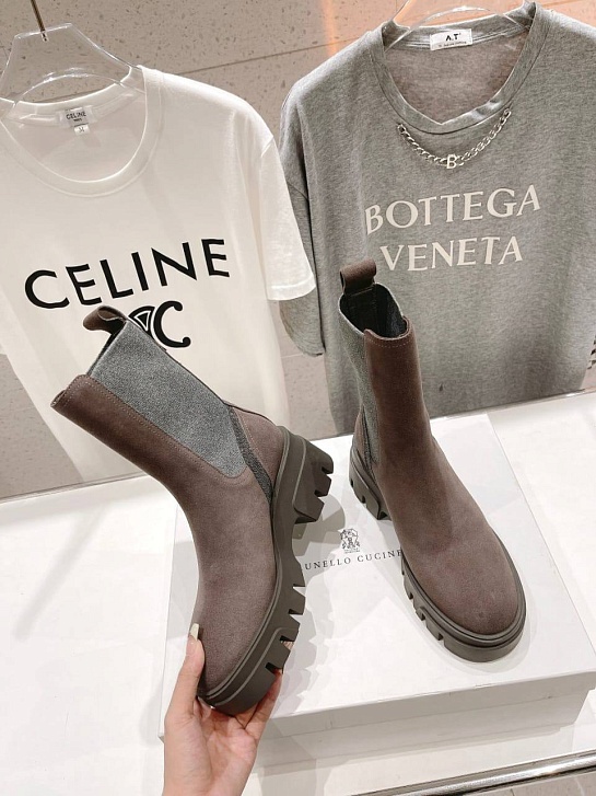 Женские замшевые ботинки Brunello Cucinelli Premium - Brown
