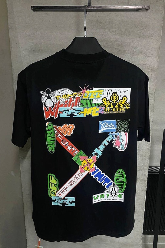 Чёрная оверсайз футболка Off-White logo-print