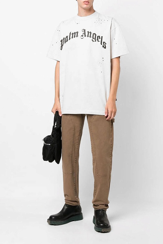 Белая оверсайз футболка Palm Angels Glittered logo