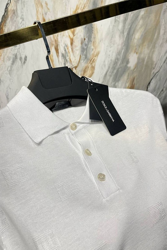 Мужское поло Dolce & Gabbana monogram all-over - White