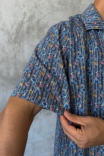 Мужская чёрная рубашка Dolce & Gabbana floral-print   
