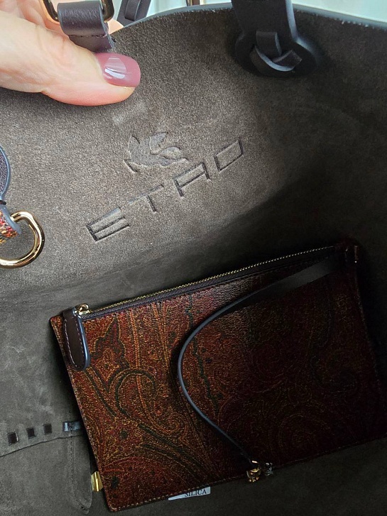 Кожаная сумка Etro с узором пейсли 30x26 см