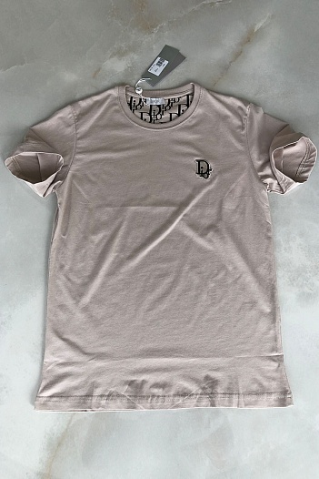 Бежевая мужская футболка Dior embroidered logo   