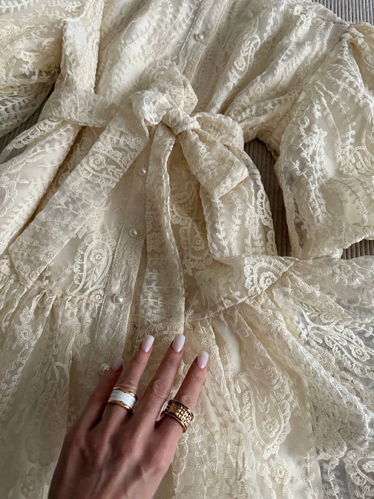 Женское кружевное платье Zimmermann premium белого цвета