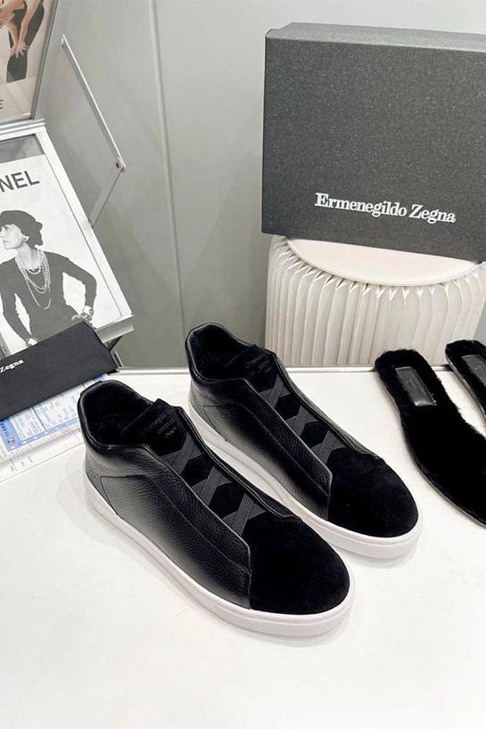 Кроссовки с мехом Ermenegildo Zegna Triple Stitch high-top - Black