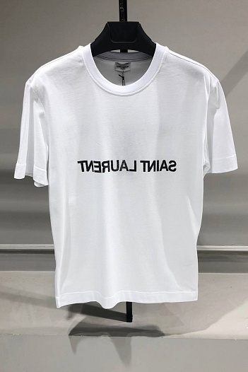 Белая футболка Saint Laurent reversed logo   