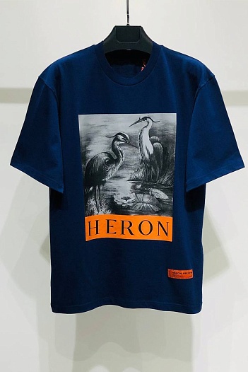 Тёмно-синяя оверсайз футболка Heron Preston   