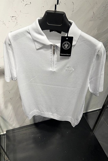 Мужское поло Stefano Ricci Eagle zip-neck - White   