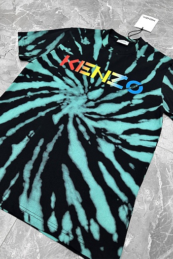 Мужская чёрная футболка Kenzo Logo Tie-Dye   