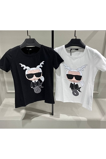 Женская чёрная футболка Karl Lagerfeld "Capricorn"   