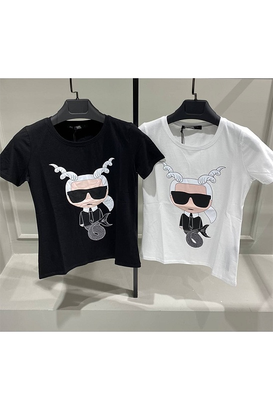 Женская чёрная футболка Karl Lagerfeld "Capricorn"
