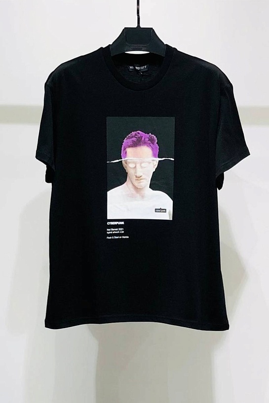 Чёрная оверсайз футболка Neil Barrett "Cyberpunk"
