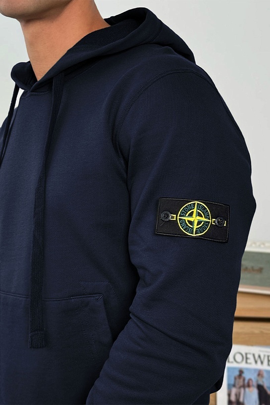 Мужское худи тёмно-синего цвета Stone Island Compass-patch