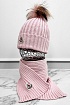Комплект из шапки и шарфа розового цвета Moncler logo-patch