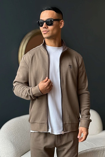 Кофта на молнии Trussardi logo-embroidered - Brown   