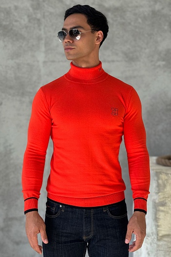 Мужская оранжевая водолазка Hermes Premium   