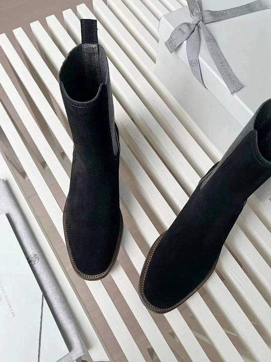 Женские замшевые ботинки Brunello Cucinelli Premium - Black