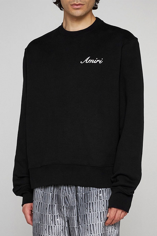 Мужской чёрный свитшот Amiri script embroidery