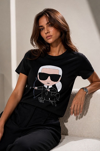 Женская чёрная футболка Karl Lagerfeld "Sagittarius"   