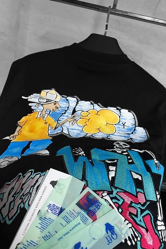 Чёрная оверсайз футболка Off-White Graff Pupp Over Skate
