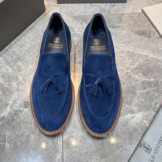 Замшевые лоферы Brunello Cucinelli tassels - Navy   