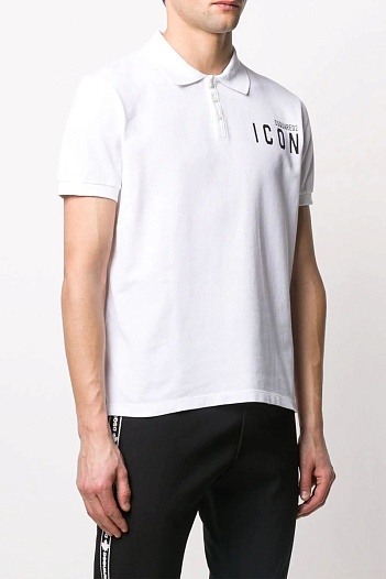 Мужское белое поло Dsquared2 ICON black-logo   