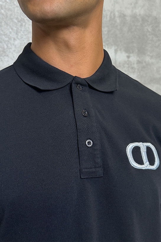 Классическое чёрное поло Dior CD Icon