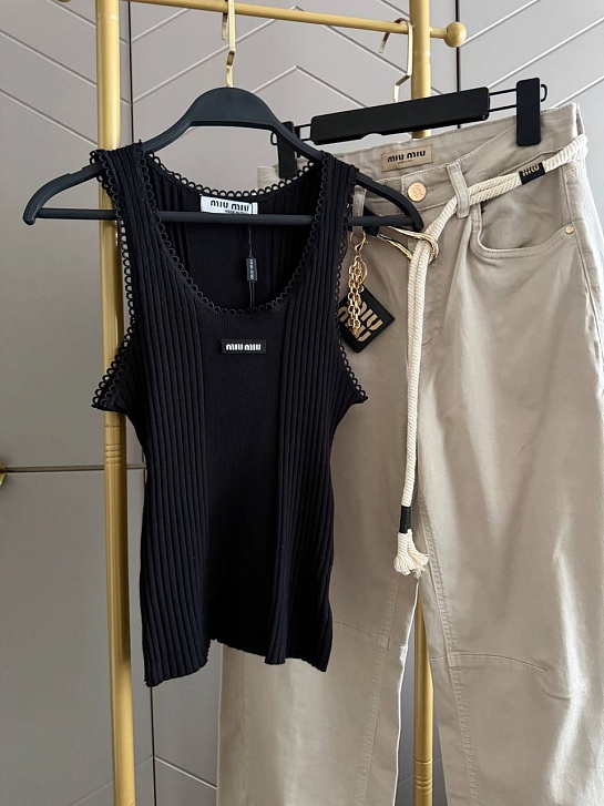Женская чёрная майка MIU MIU premium