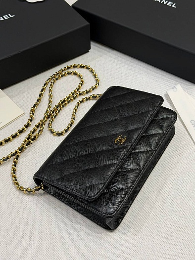 Кожаная сумка Chanel Wallet on Chain premium 19x12x4 см   