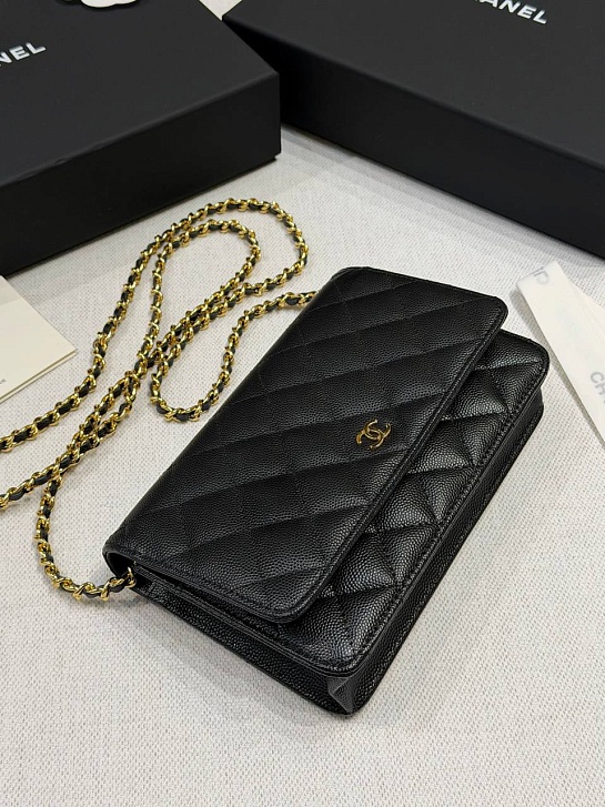 Кожаная сумка Chanel Wallet on Chain premium 19x12x4 см