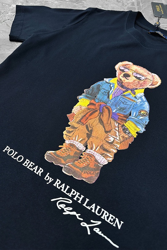 Мужская тёмно-синяя футболка Роlо Ralрh Lаurеn "Bear"