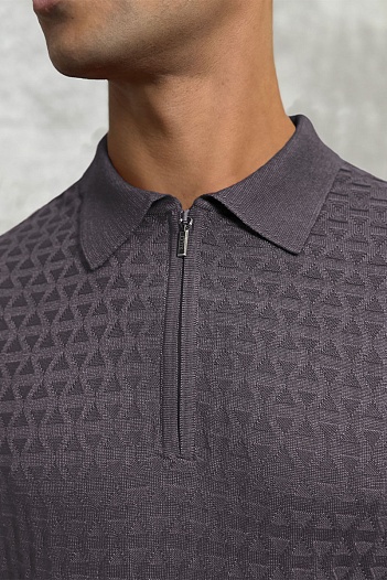 Мужское поло серо-коричневого цвета Zilli zip neck   