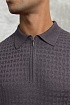 Мужское поло серо-коричневого цвета Zilli zip neck