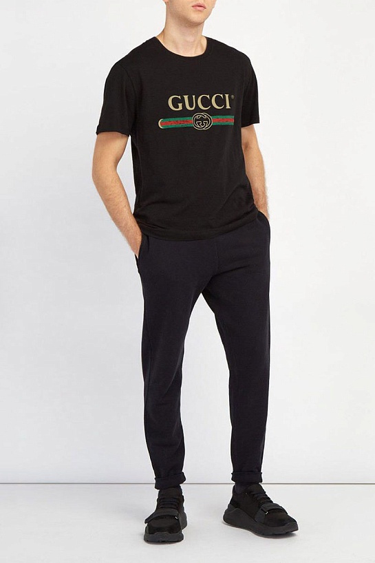 Футболка чёрного цвета Gucci Web-stripe