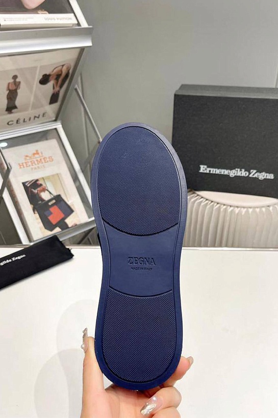 Замшевые кроссовки Zegna Triple Stitch high-top