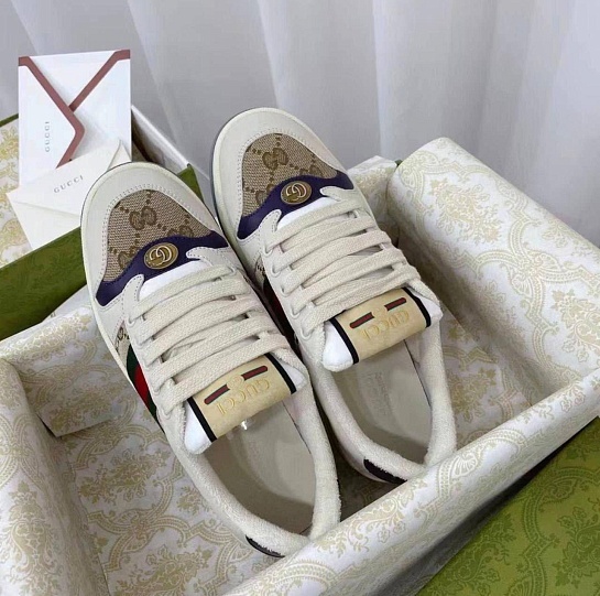 Кожаные кроссовки Gucci GG Screener - White