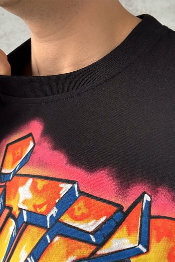 Чёрная оверсайз футболка Louis Vuitton graffiti-print   