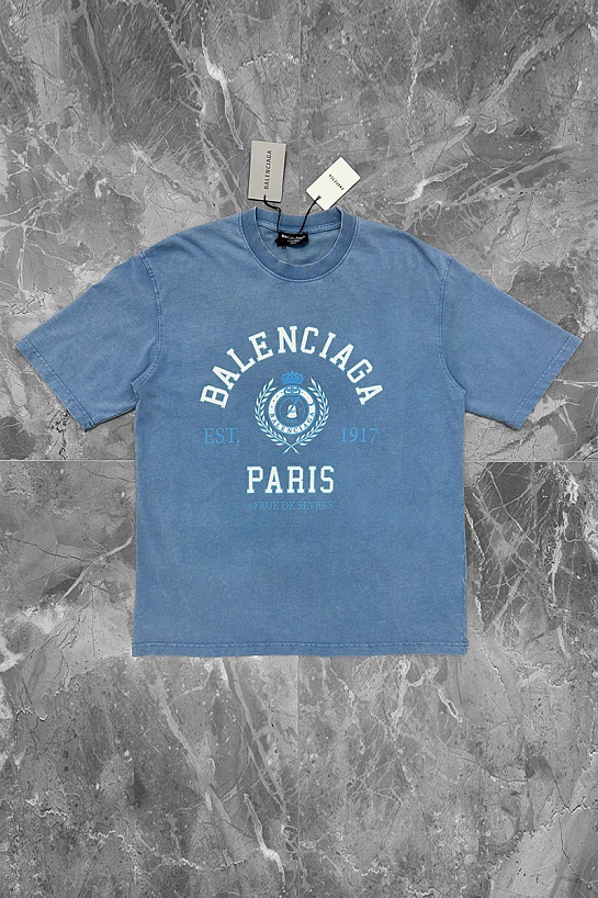 Синяя оверсайз футболка Balenciaga College est.1917