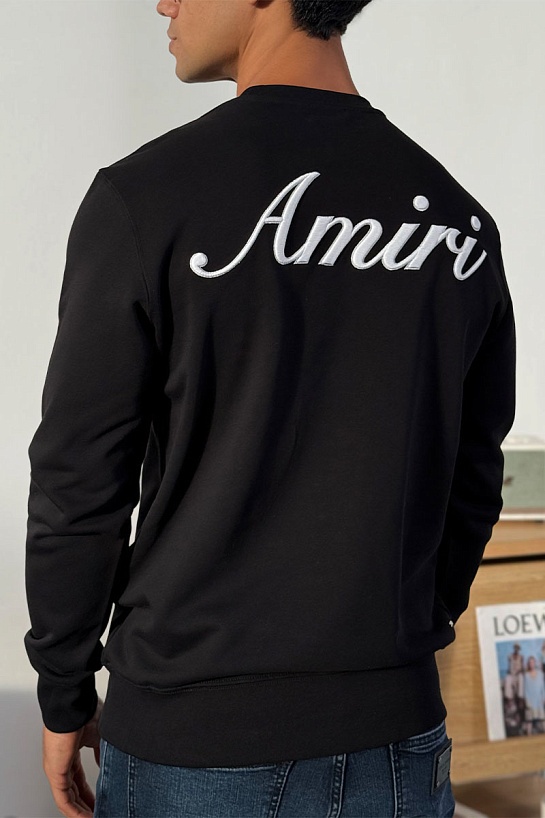 Мужской чёрный свитшот Amiri script embroidery