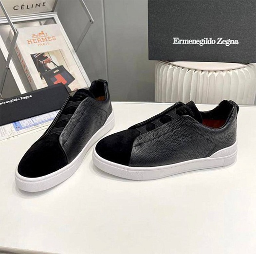 Мужские кроссовки Ermenegildo Zegna Triple Stitch - Black   