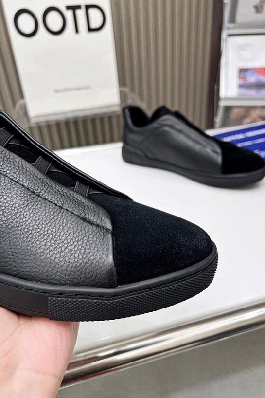 Чёрные комбинированные кроссовки Ermenegildo Zegna