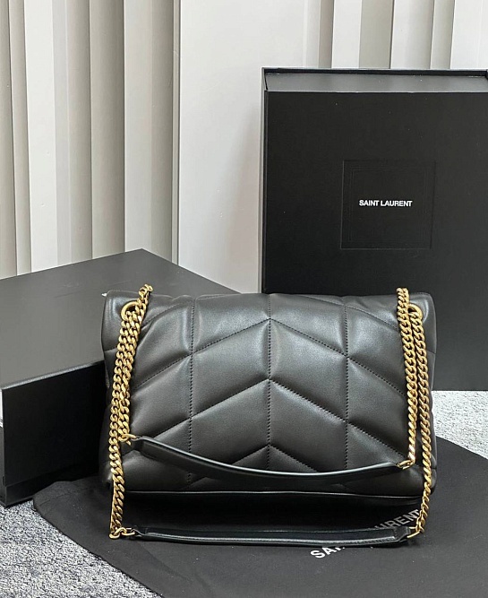 Женская кожаная сумка Yves Saint Laurent Loulou Premium 28x17x9 см - Black