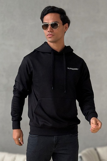 Мужское худи Burberry TB Monogram logo-embroidered - Black / White   