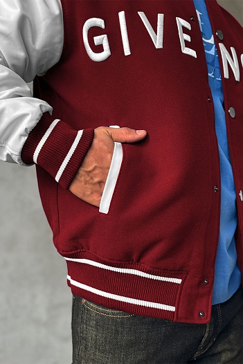 Мужской бомбер Givenchy Varsity logo-embroidered - Red / White   