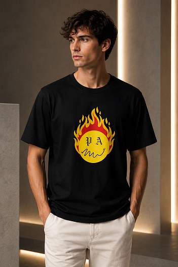Оверсайз футболка Palm Angels "Burning Head" - Black   